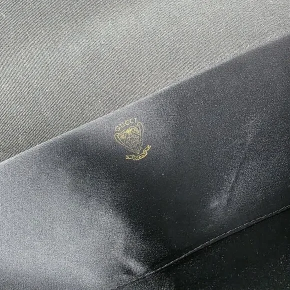 Vintage 70s Gucci Blondie GG Canvas Purse Clutch Brass Chain Made in Italy Black - Picture 11 of 14